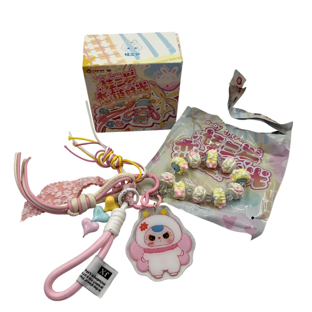 Baby Three Love Chain Time Blind Box Pastel Acrylic Charm Keychain Accessory Set